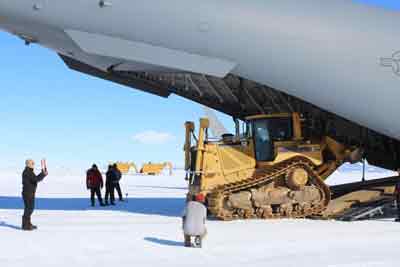 offloading the D-8T at McMurdo